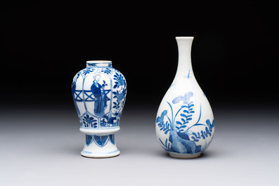 Five Chinese blue and white vases, jade 玉 marks, Kangxi and later
