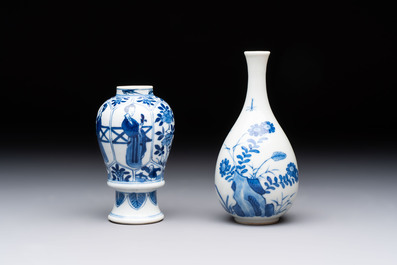 Five Chinese blue and white vases, jade 玉 marks, Kangxi and later
