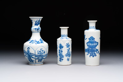 Five Chinese blue and white vases, jade 玉 marks, Kangxi and later