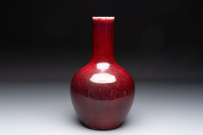 A Chinese flamb&eacute;-glazed bottle vase, 19th C.
