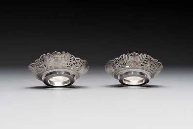 A varied collection of 12 Chinese export silver wares, 19/20th C.