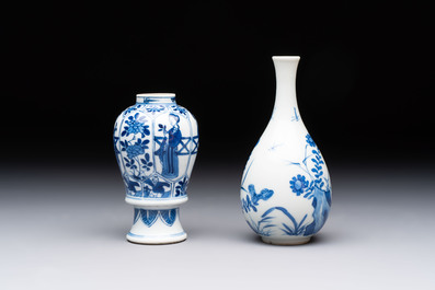 Five Chinese blue and white vases, jade 玉 marks, Kangxi and later