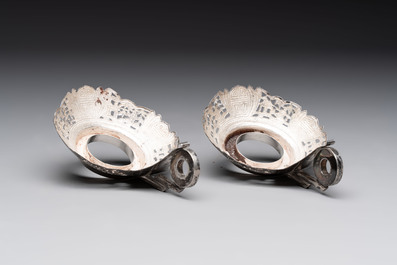 A varied collection of 12 Chinese export silver wares, 19/20th C.