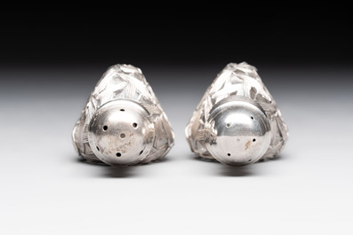 A varied collection of 12 Chinese export silver wares, 19/20th C.