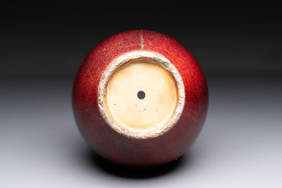 A Chinese flamb&eacute;-glazed bottle vase, 19th C.