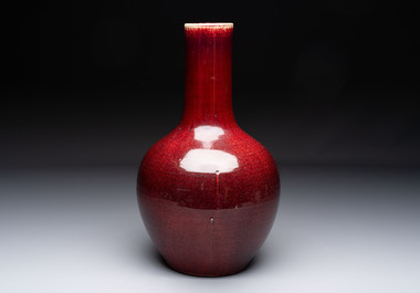 A Chinese flamb&eacute;-glazed bottle vase, 19th C.