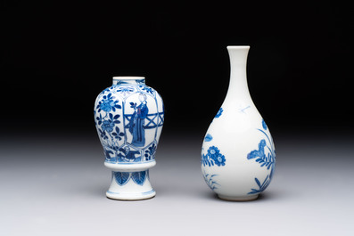 Five Chinese blue and white vases, jade 玉 marks, Kangxi and later