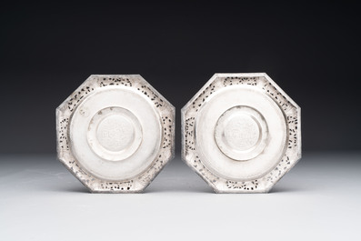 A varied collection of 12 Chinese export silver wares, 19/20th C.