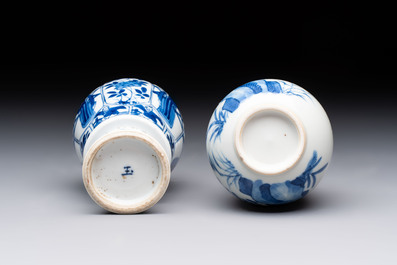 Five Chinese blue and white vases, jade 玉 marks, Kangxi and later