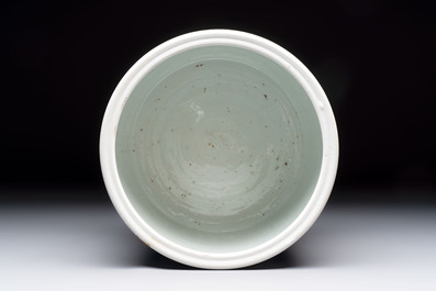 A large Chinese blue and white 'Ba Xian Zhu Shou 八仙祝壽&lsquo; tripod censer, 19th C.