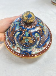 A Chinese English-decorated blue and white vase and cover, Kangxi