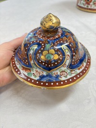 A Chinese English-decorated blue and white vase and cover, Kangxi