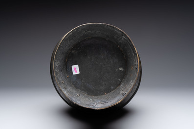 A large Chinese archaistic bronze 'hu' vase, Ming