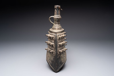A large Chinese archaistic inscribed bronze bell, 'Zhong 鐘', Ming