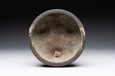 A fine Chinese archaistic bronze tripod censer, Yuan