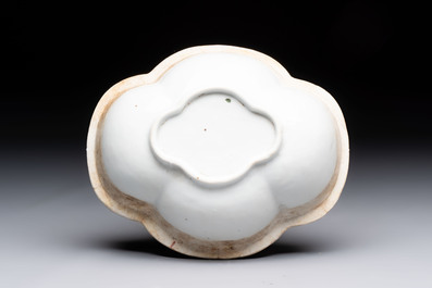 A Chinese famille rose 'gu' vase and a robin's egg-glazed tripod double-walled warming bowl, Qianlong mark, 19/20th C.
