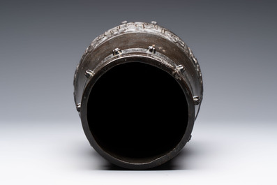 A Chinese archaistic bronze vase and a tripod censer, Yuan