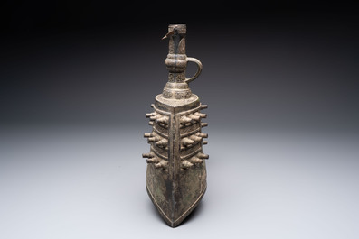 A large Chinese archaistic inscribed bronze bell, 'Zhong 鐘', Ming