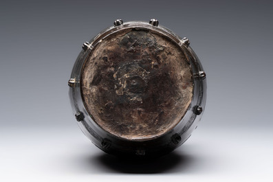 A Chinese archaistic bronze vase and a tripod censer, Yuan