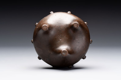 A Chinese archaistic bronze vase and a tripod censer, Yuan