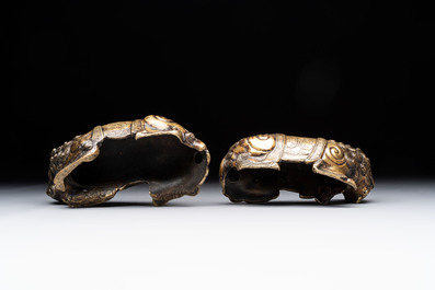 A pair of Chinese bronze Buddhist lions, 19/20th C.