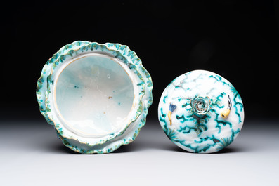 A polychrome Brussels faience 'cabbage' tureen and cover, 18th C.