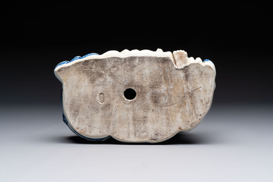 A Chinese blue and white Milefo Buddha, Zeng Long Sheng 曾龍昇 mark, 20th C.