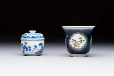 Eight Chinese blue, white, famille verte, and European-decorated wares, Kangxi/Qianlong