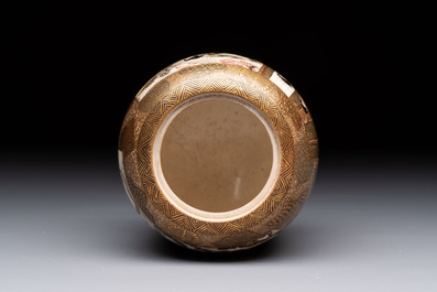 Three Japanese Satsuma wares, Kinkozan mark, Meiji, 19th C.