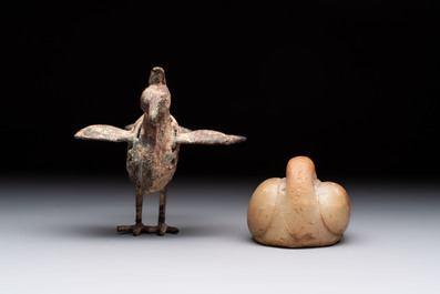 Six various bronze, stone and ceramic wares, Iran/Egypt/Roman/China, 1st C. and later