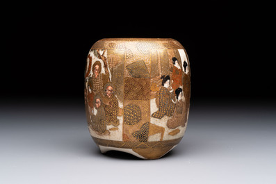 Three Japanese Satsuma wares, Kinkozan mark, Meiji, 19th C.