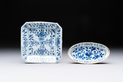 Eight Chinese blue, white, famille verte, and European-decorated wares, Kangxi/Qianlong