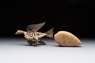 Six various bronze, stone and ceramic wares, Iran/Egypt/Roman/China, 1st C. and later