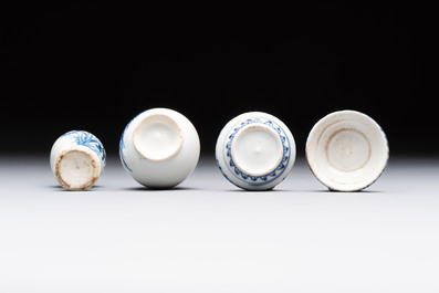 Eight Chinese blue, white, famille verte, and European-decorated wares, Kangxi/Qianlong