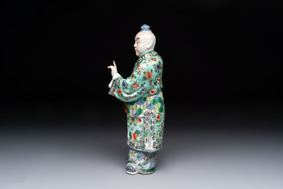 A Chinese famille verte figure of Han Xiangzi 韓湘子, Jiangxi mark, 19th C.