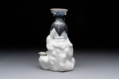 A Japanese Hirado blue and white candle holder, Meiji, 19th C.