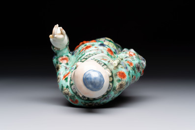 A Chinese famille verte figure of Han Xiangzi 韓湘子, Jiangxi mark, 19th C.