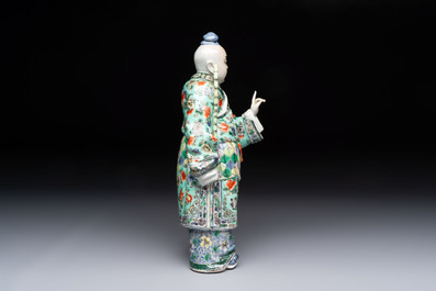 A Chinese famille verte figure of Han Xiangzi 韓湘子, Jiangxi mark, 19th C.