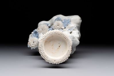 A Japanese Hirado blue and white candle holder, Meiji, 19th C.