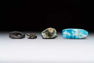 Six various bronze, stone and ceramic wares, Iran/Egypt/Roman/China, 1st C. and later