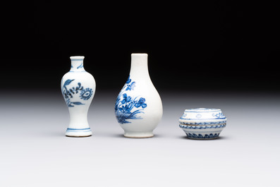 Eight Chinese blue, white, famille verte, and European-decorated wares, Kangxi/Qianlong