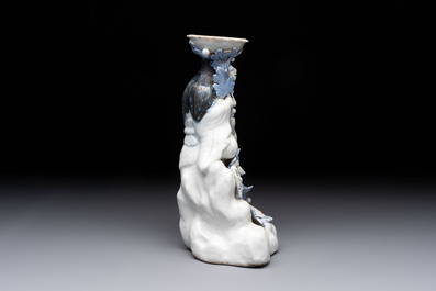 A Japanese Hirado blue and white candle holder, Meiji, 19th C.