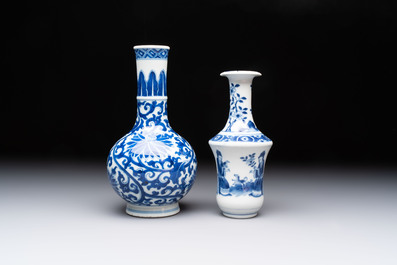 Two Chinese blue and white vases, a covered jar and a brush pot, Kangxi and later