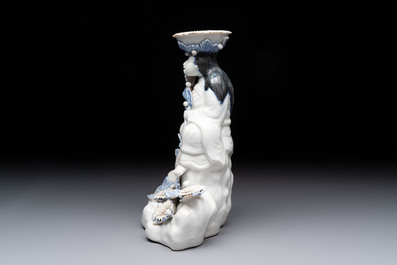 A Japanese Hirado blue and white candle holder, Meiji, 19th C.