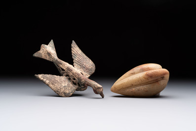 Six various bronze, stone and ceramic wares, Iran/Egypt/Roman/China, 1st C. and later