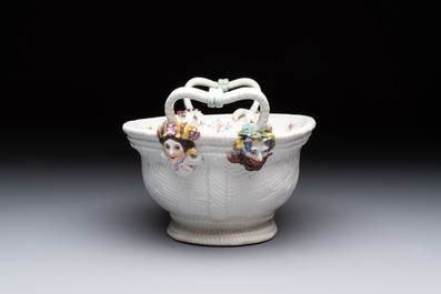 A Meissen kakiemon-style basket with figural head handles, Germany, 18th C.