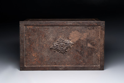 A large iron strongbox with three keys, France or Germany, 19th C.