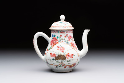 A Chinese famille rose teapot and a 'quails' bowl, Yongzheng