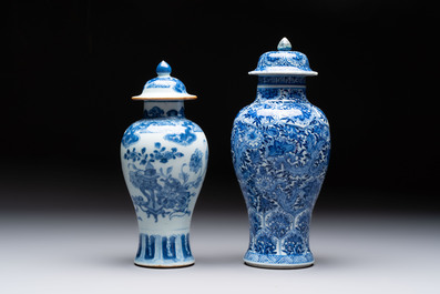 Five Chinese blue and white vases, Kangxi/Qianlong