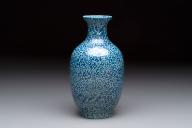 A Chinese white-glazed garlic-head vase and a robin&rsquo;s egg-glazed vase, Qianlong mark, 20th C.